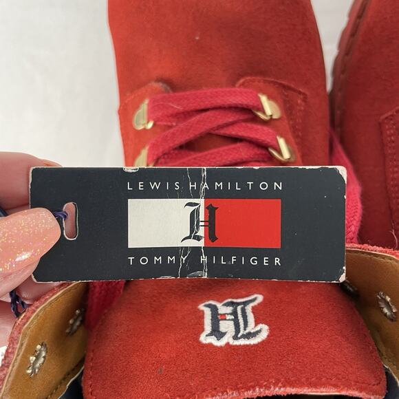 Tommy Hilfiger + Lewis Hamilton Red Suede Boots Men's Size 9 - Picture 8 of 8